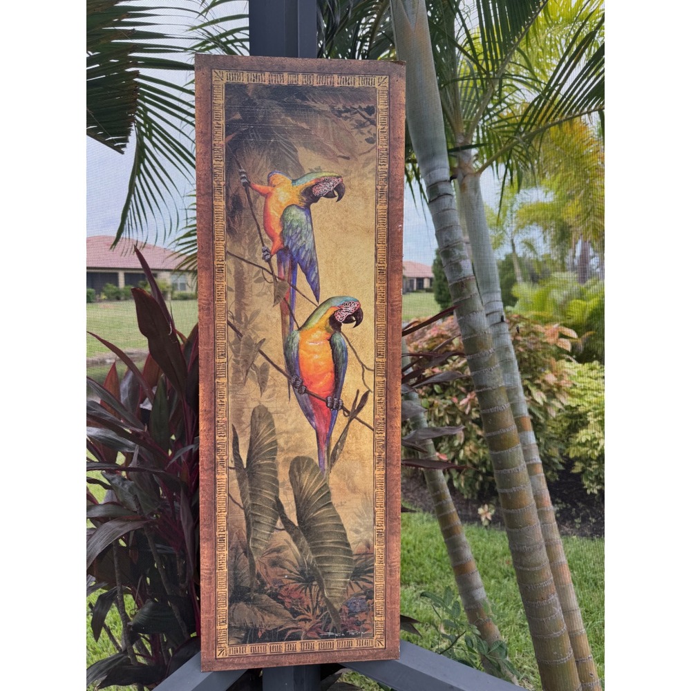 Steve Butler Macaw I Tropical Bird Wall Art Textured Panel 36x12 Sunset Market